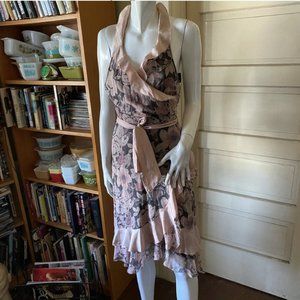 MARIA BLANCA NERO SILK FLORAL  WRAP DRESS